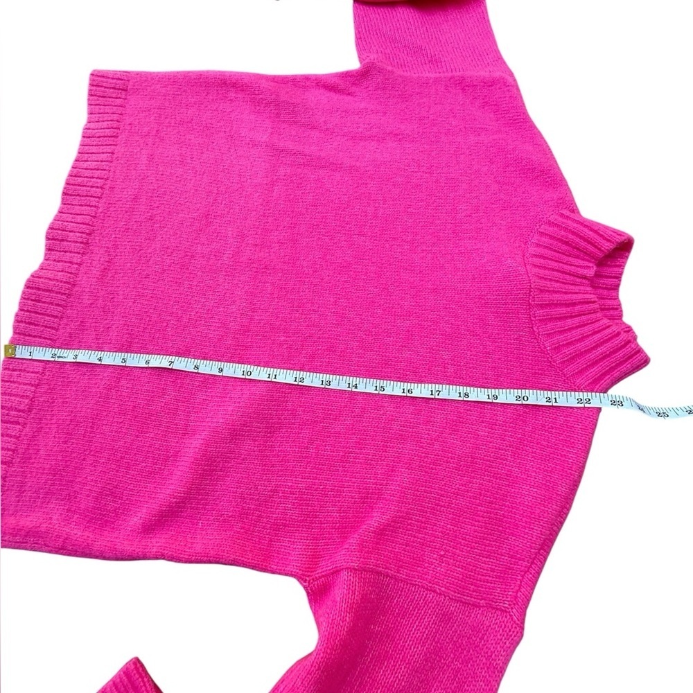 NWT AnnTaylor Loft neon pink long sleeve pullover mock turtleneck sweater medium - Picture 4 of 8